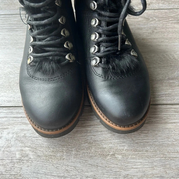 Rudsak Black Leather Lace Up Fur Winter Boots Made in Italy - Picture 3 of 16